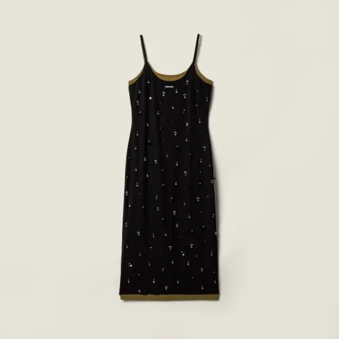 Embroidered stretch georgette dress
