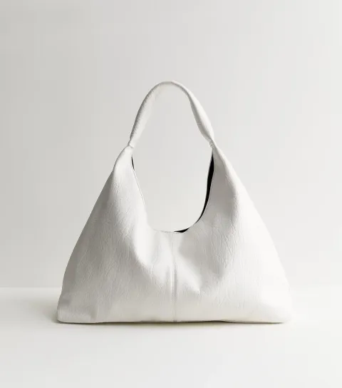 Cream Faux Leather Soft Hobo Shoulder Bag Vegan