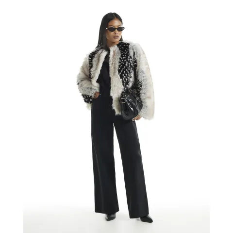 River Island Petite Mixed Faux Fur Plush Coat