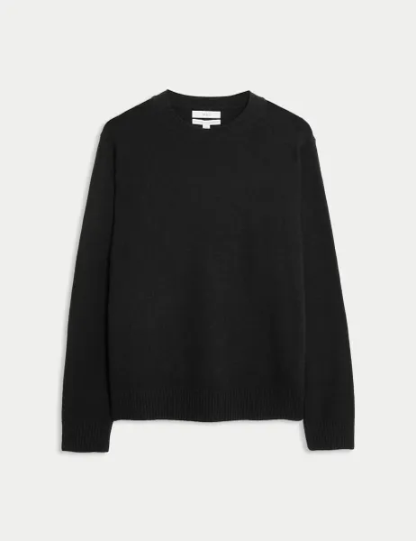 Marks & Spencer Pure Lambswool Crew Neck Jumper Black