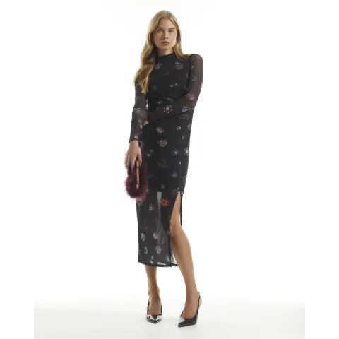 River Island Mesh Jewel Print Midi Dress
