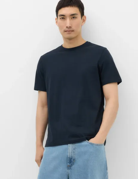 Marks & Spencer Pure Cotton Regular Fit Crew Neck T-Shirt Dark Navy