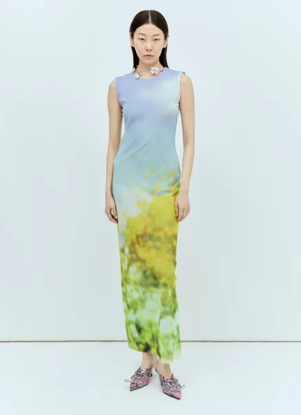 Blurred Print Maxi Dress