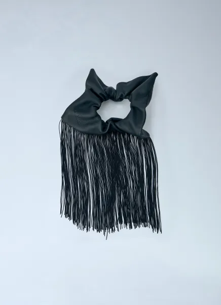 Moist Tanned Kip Leather Fringe Scrunchie