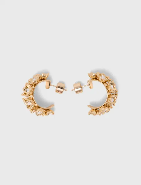 Maje Rhinestone flower hoop earrings