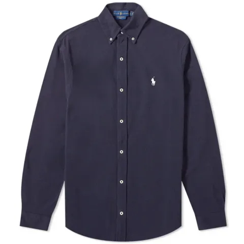Slim Fit Button Down Pique Shirt