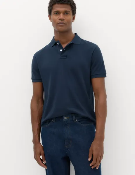Marks & Spencer The Perfect Cotton Slim fit Pique Polo Shirt Navy