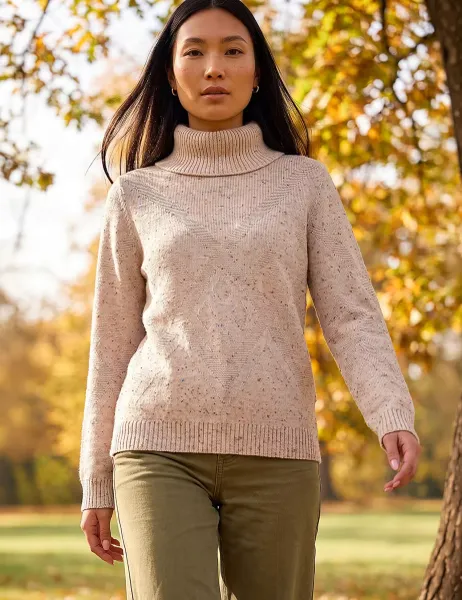 Roman Flecked Roll Neck Jumper With Wool Beige Mix