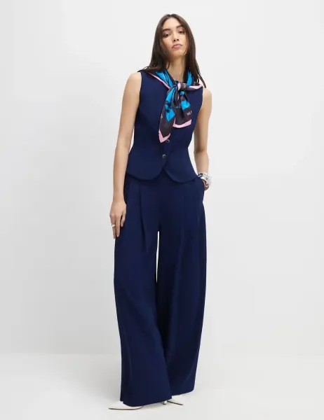 River Island Wide Leg Trousers Navy