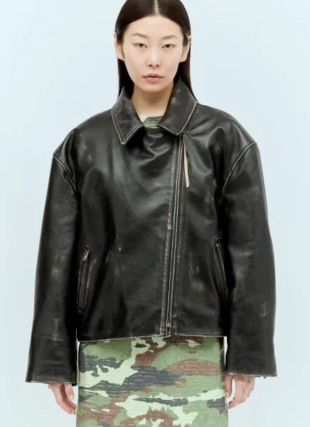 Sanded Leather Biker Jacket