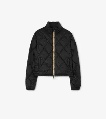 Checker-tape Quilted Nylon Bramford Jacket in Black