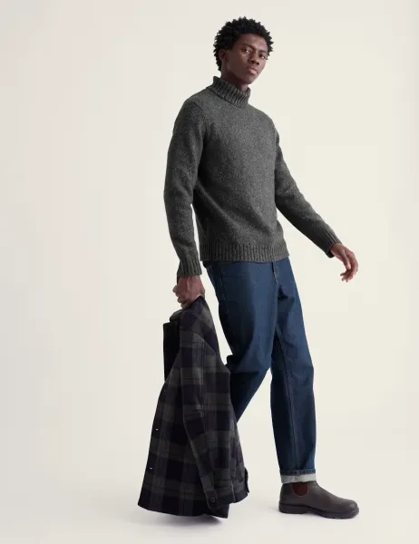 Seasalt Cornwall Merino Wool Rich Flecked Roll Neck Jumper Grey