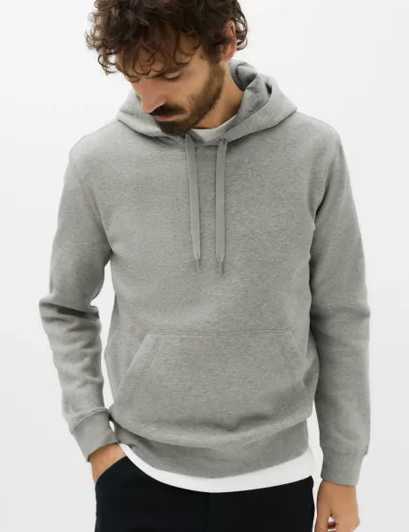 Marks & Spencer Cotton Rich Brushback Hoodie Grey Marl