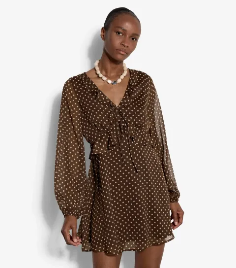Women's Brown Polka Dot Mini Dress