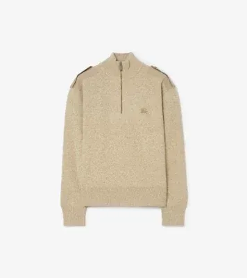 Wool Cashmere Half-zip Sweater in Hamper beige