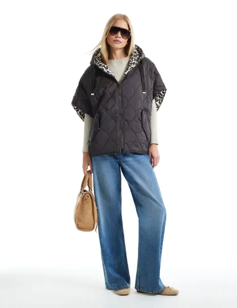 River Island Animal Print Padded Puffer Gilet