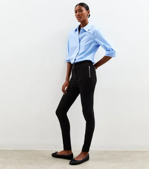 New Look Women's Black Stretch Slim Fit Tailored Trousers