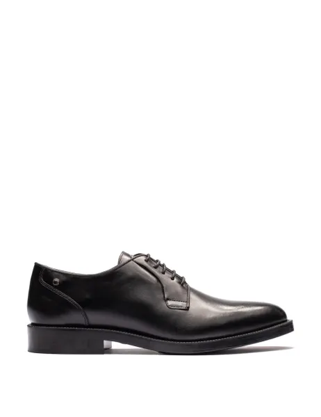 Base London Leather Derby Shoes Black