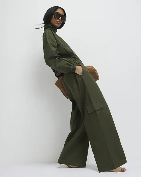 River Island Linen Blend Cargo Trousers