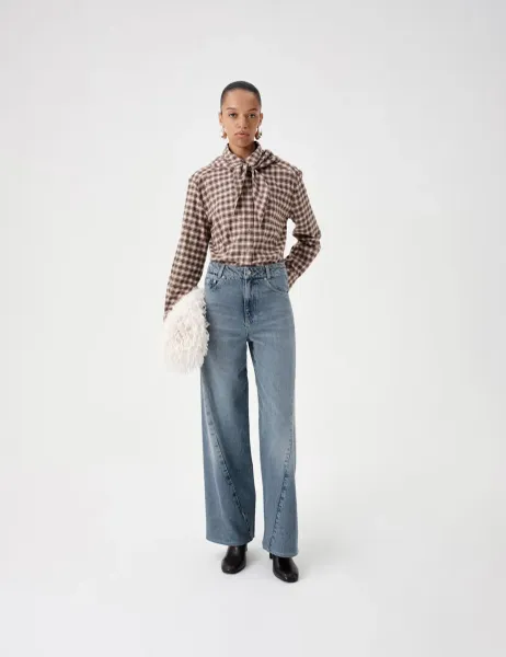 Marks & Spencer Twisted Seam Wide Leg Jean Light Indigo