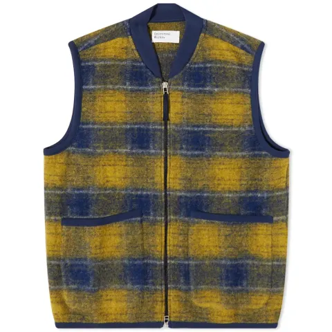 Check Wool Fleece Zip Waistcoat