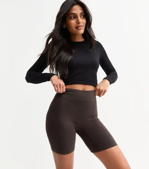 Women's Dark Brown Jersey Cycling Shorts