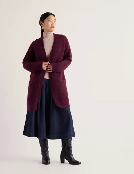Seasalt Cornwall Textured Longline Cardigan with Wool & Mohair Purple