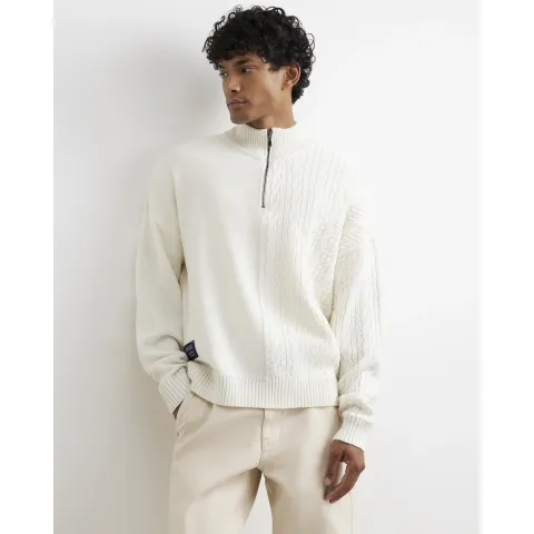 River Island Cable Knit Half Zip Jumper