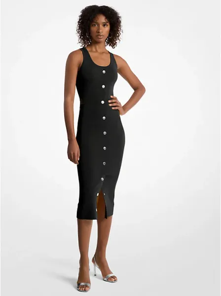 Stretch Viscose Blend Midi Tank Dress