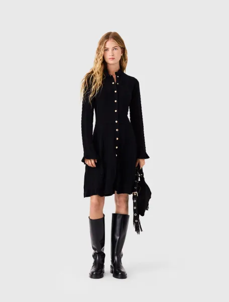 Short knit dress with buttons