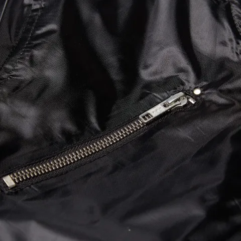 Black Textured Nylon Bomber Jacket