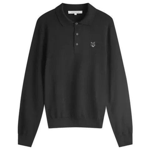 Bold Fox Head Patch Knitted Polo Shirt