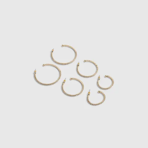 River Island Diamante Hoop Earring Pack