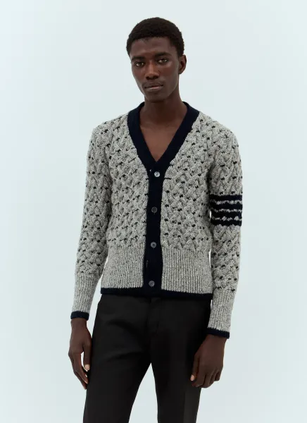 Four-Bar V Neck Cardigan