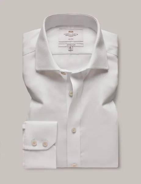 Hawes & Curtis Slim Fit Pique Non Iron Shirt White