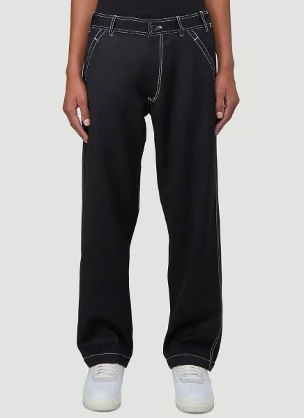 Contrast-Stitch Pants