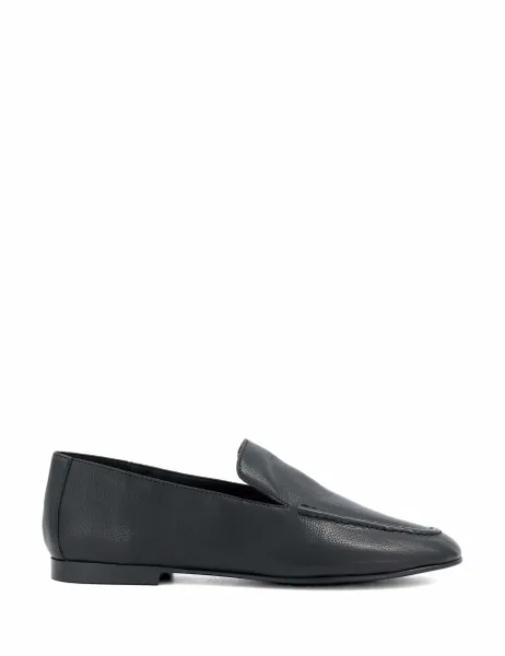 Dune London Leather Flat Loafers Black