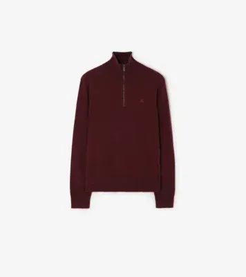 Cashmere Blend Half-zip Sweater in Oxblood red