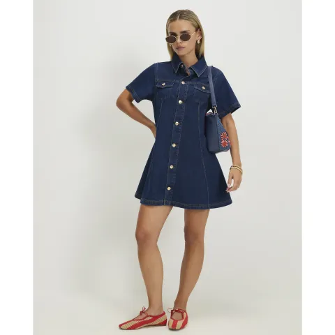 River Island Petite Button Through Denim Shirt Dress