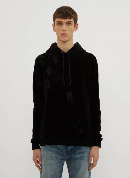 Hooded Burnt Out Velvet Sweater