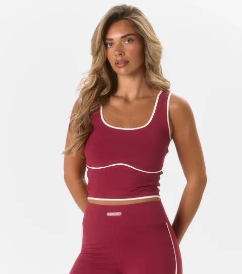 Women's Peach:Fit Dark Burgundy Arabella Cropped Vest Top