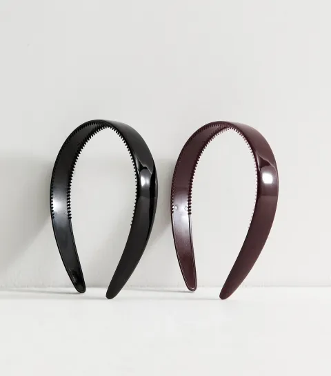 Brown Pack Of 2 Thick Headbands