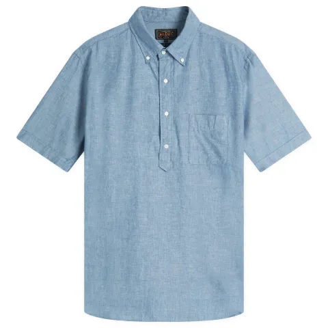 Button Down Popover Short Sleeve Chambray Shirt