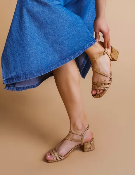 Jones Bootmaker Leather Ankle Strap Block Heel Sandals