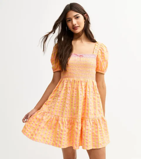 Women's Pink Gingham Print Milkmaid Mini Dress