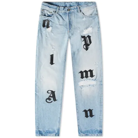 Light Wash Logo Jean