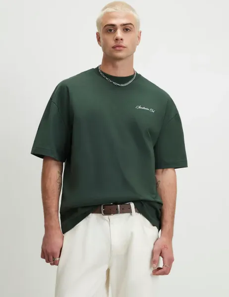River Island Oversized Pure Cotton Graphic T-Shirt Green Mix