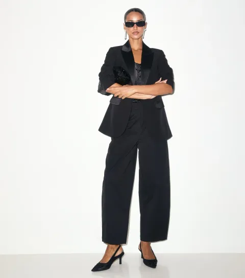 New Look Women's Black High Waisted Barrel Leg Trousers