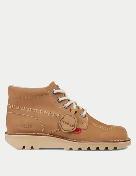 Kickers Leather Lace Up Casual Boots Tan