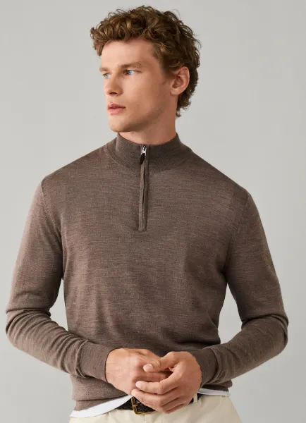 Merino Wool Quarter Zip Jumper